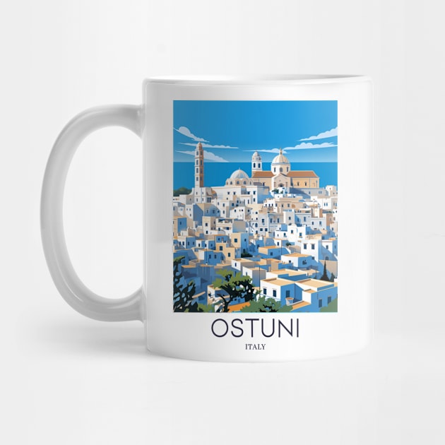 A Pop Art Travel Print of Ostuni - Italy by Studio Red Koala